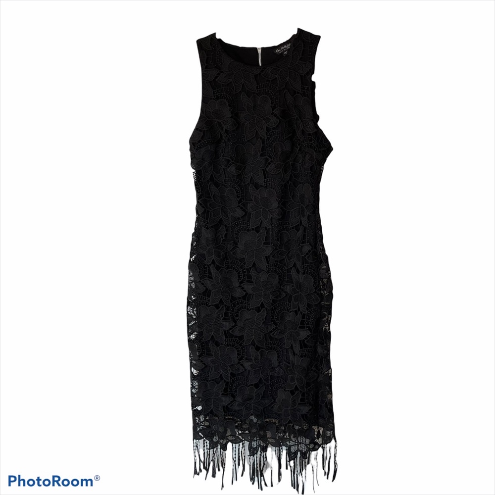 Miss Selfridge Sleeveless Black Lace Dress Tassels
